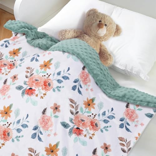 Image of BORITAR Baby Blankets Super Soft Plush Mink Fabric for Girls Boys, Elegant Multicolor Floral Receiving Blankets with Double Layer Dotted Backing for Newborn Toddler, 30 x 40 Inch