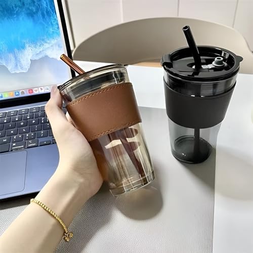 Image of Zentro Travel Coffee Mug Leak Proof -380 ML One Click Lid Stainless Steel Coffee Cup for Car, Office & Daily Commute with Secure Lock & Easy Clean Design (Glass Tumbler with Lid)