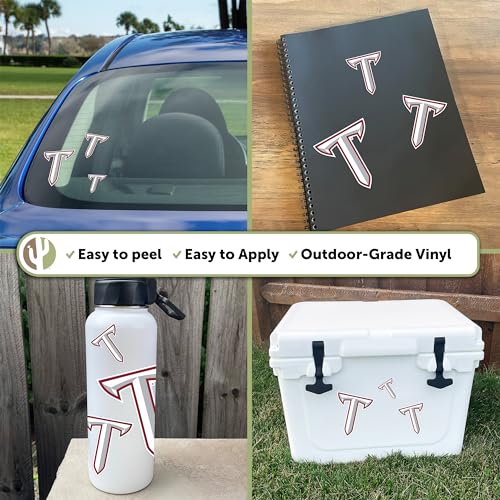 Calcomanía Troy University Trojans de vinilo para laptop y coche con diseño oficial hoja tipo 3-1 3