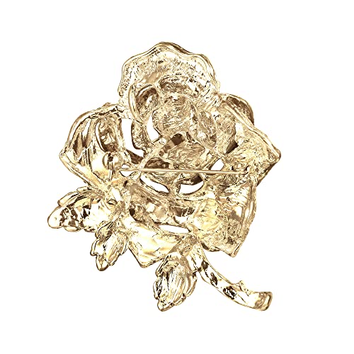 Image of BriLove Women's Austrian Crystal Rhinestones Rose Flower Brooch Pin for Party Prom