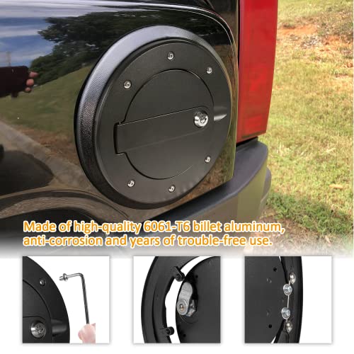 Fuel Tank Door Locking Billet Aluminum Gas Cap Cover Fit For Hummer H3 And H3T 2006-2010 Exterior Accessories (Black Texture) #TOP4