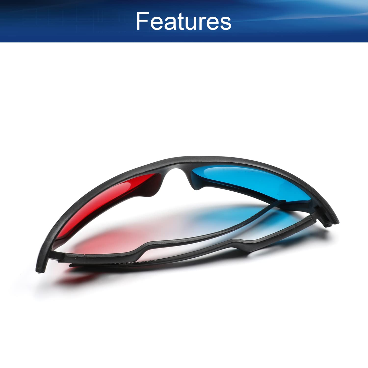 Othmro 1pc rosso-blu occhiali 3D/ciano anaglifo occhiali, anaglifi dimensionali occhiali di visione 3D per giochi TV DVD video virtuale 3D