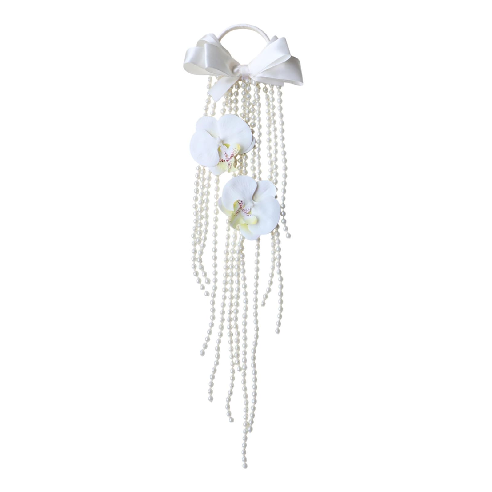 Geavonyg Realistic Fabric Phalaenopsis Bridal Bouquet Artificial Wedding Flowers, Lightweight Adjustable Faux Realistic Flowers