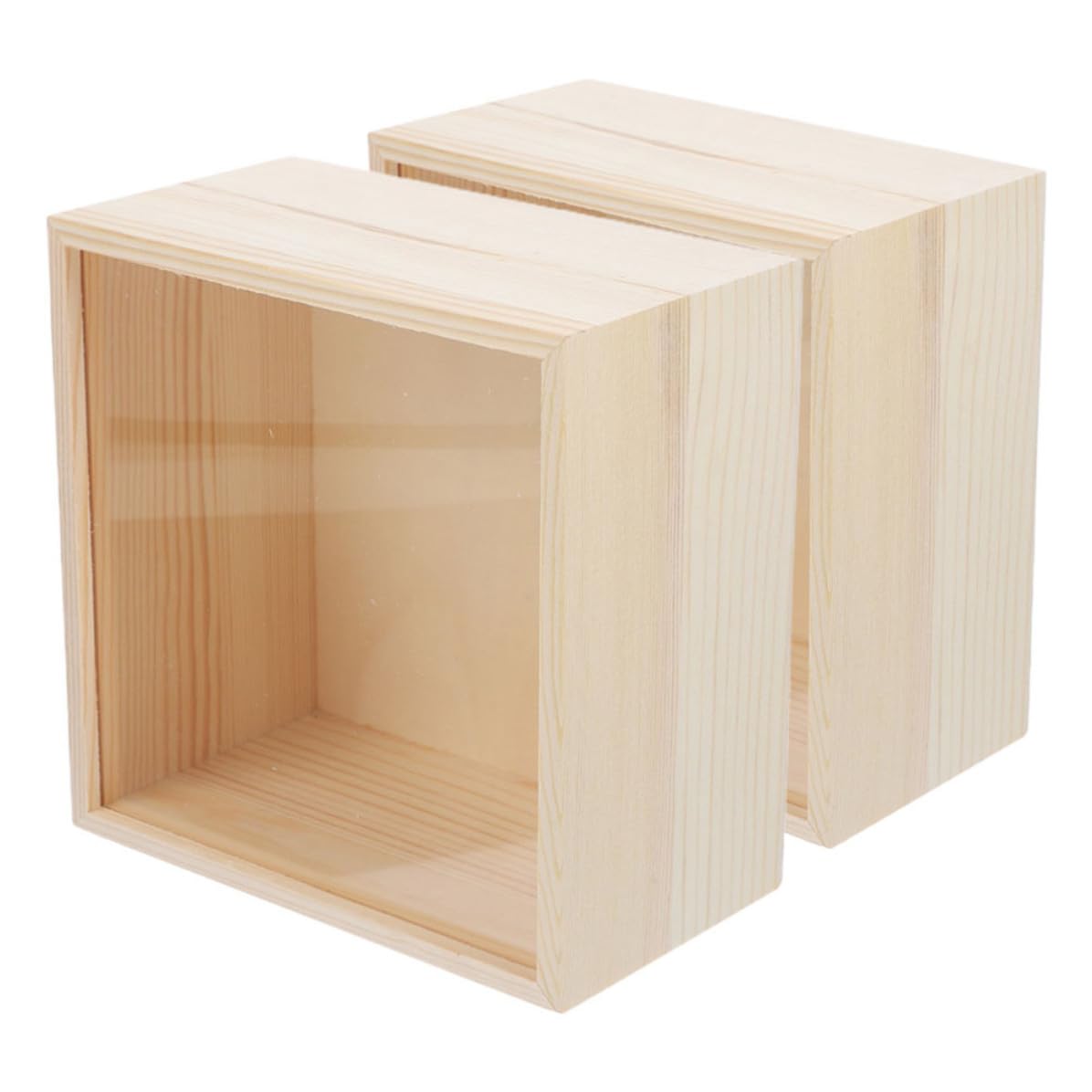 Balacoo Caja Organizadora de Madera y Acrílico Beige Diseño Transparente, Almacenamiento Multifuncional para Joyería y Papelería en Tocadores y Espacios Pequeños, Paquete de 2 Piezas