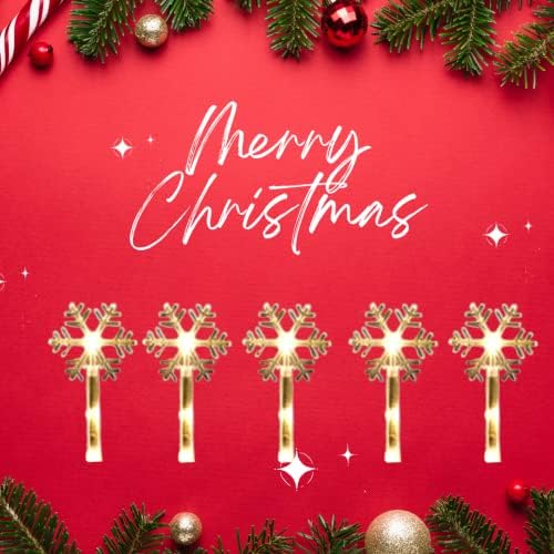 Marco Paul Christmas Set of 8 Snowflake Décor Stakes Light Up 35cm Garden Path Patio 24 LEDs Outdoor Indoor Battery Operated Festive Lighting Novelty Xmas Decorations