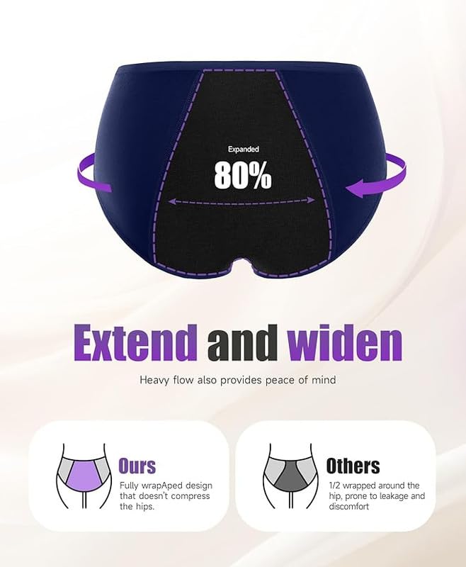 Image of DIVING DEEP Period Panties for Women - Leak Proof, Heavy Flow Protection | Overnight Protection Mid Rise Girls Period Panties |Two Years Reusable Menstrual Underwear with Tummy Control (Pack 4)