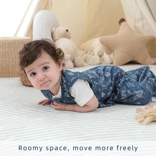 Image of DaysU Baby Sleep Sack 12-18 Months Stretchy, Baby Boy Wearable Blanket 2-Way Zipper TOG 0.5, Breathable Lightweight Baby Sleeping Bag 2 Pack, Space & Forest, Large