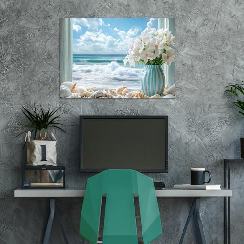 Cuadro moderno nórdico de lienzo decorativo enmarcado para dormitorio azul 4