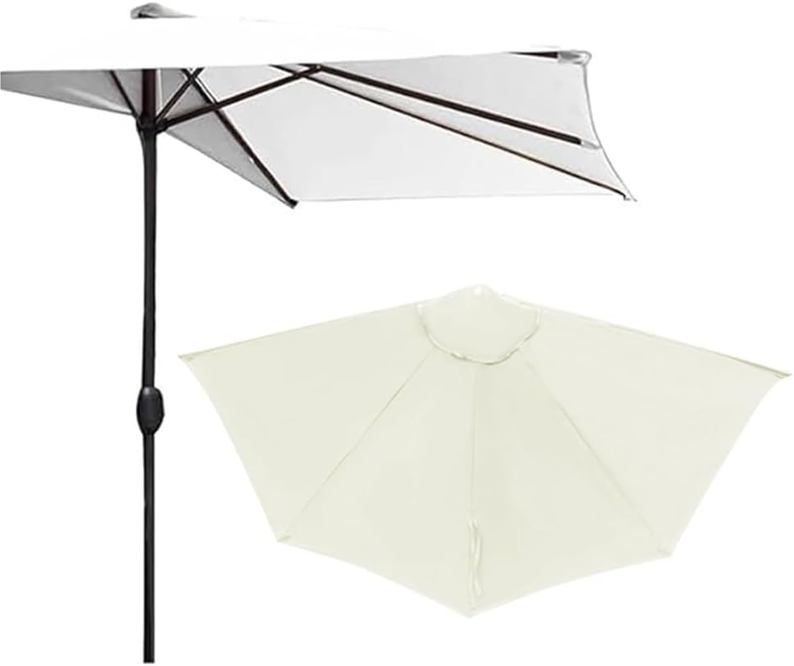 Toldo de Recambio de Sombrilla Medio Paraguas 5 Varillas Impermeable Cubierta de Repuesto para Sombrilla para Jardín, Patio, Piscina, Terrazas(O5,10ft/300cm)