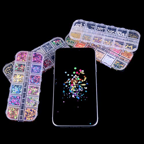 Nagel Pailletten Nail Art Supplies, 4 Boxen Nagel Kunst Strasssteine Kristalle Diamant Nagel Perlen Nails Strass Sticker… – Bild 4