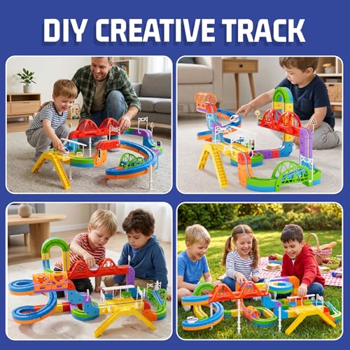 Image of KlickRail Electric Train Set Flexible Race Track for Kids 4 6 7 8 (Ultimate Set(152 Piece))