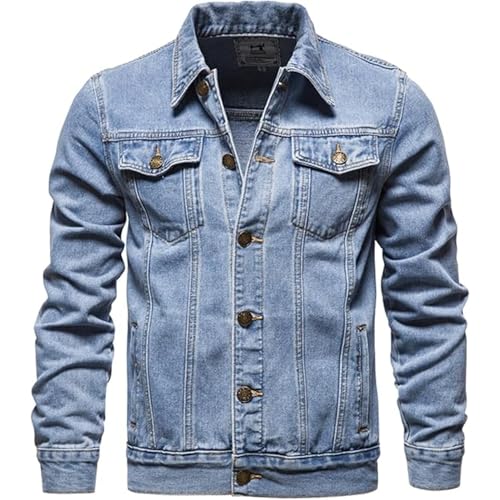 Maiyifu-GJ Mens Distressed Denim Jacket Casual Slim Fit Jean Jacket Button Front Washed Jean Trucker Jacket