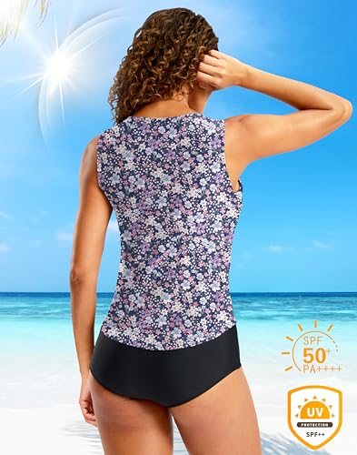 Image of G Gradual Tankini Tops for Women High Neck Swimsuits Swim Top Modest Bathing Suit Swimwear Tank Top only No Bottom