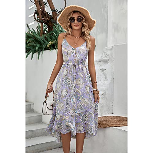 Image of BROVAVE Women's 2026 Summer Casual Boho Sundress Spaghetti Strap Midi Dress