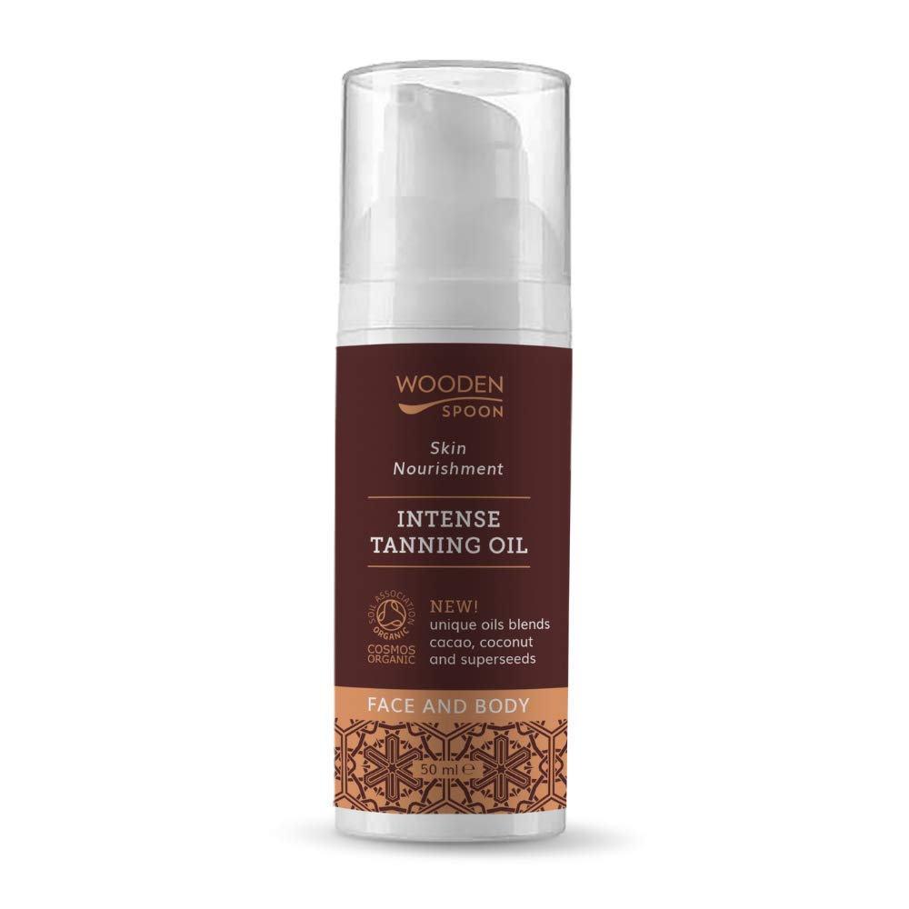 Wooden Spoon Olio Abbronzante Biologico Viso & Corpo – Abbronzatura Rapida, Tono Cioccolato, 100% Naturale & Biologico, Non Untuoso, Formula Nutriente – 50 Ml-image