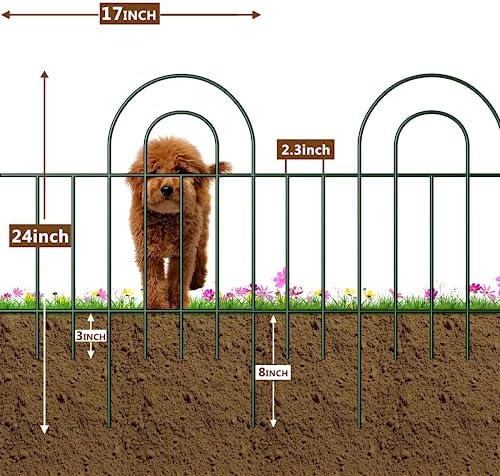 Garden Fence 14 Pack Decorative Fence Panels Garden Fencing 24in(H) x 12ft(L) Garden Border Fence Garden Fence for Dogs Garden Fence Animal Barrier Fencing for Yard Green