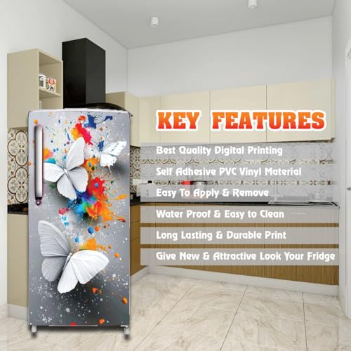 Image of 24x49 Inch Self-Adhesive Vinyl Fridge Wallpaper Sticker - Waterproof & Removable Decorative for Fridge.