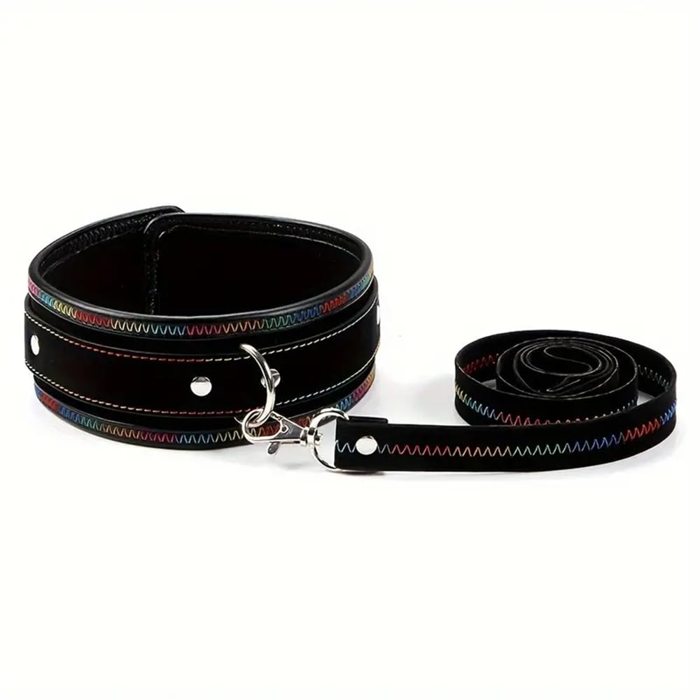 HAZURE Collar sexy unisex con cuero, correa para el hombro con juguete para vestir con asa de estrangulación.
