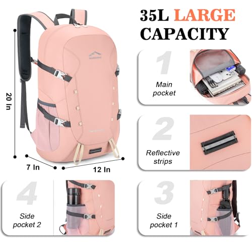 Hiking Backpack,Large 35L Travel Backpacks for Men Women,Water Resistant Ultra Lightweight Foldable Packable Camping Daypack for Outdoor Sports - Image 4