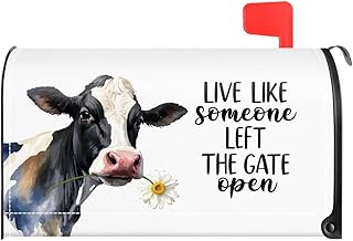 TOUNER Live Like Someone Left The Gate Open Mailbox Covers, Funny Cow Magnetic Letter Box Wrap, Cow Post Letter Box Decor for Outdoor Garden Yard Farmhouse Country, Mailbox Decor Gifts for Friends