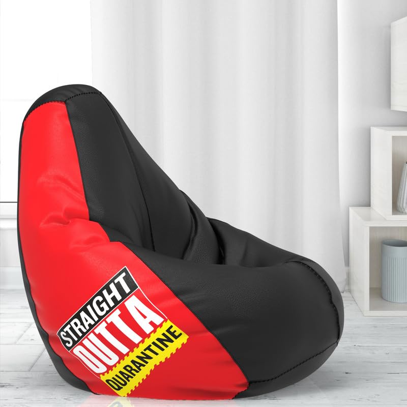 Biggie Bean Bag Cover 6XL- Official: Jack & Mayers Bean Bags - Max User Height : 6-6.5 Ft. - Weight : 99-110 Kgs(Model: Straight Out of Quarantine - Black Red)-image-30