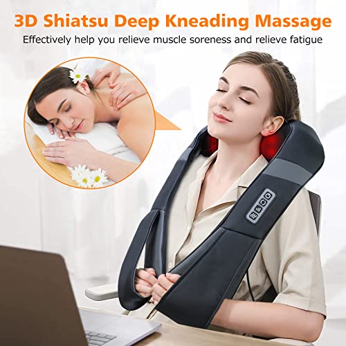 Nackenmassagegerät mit Wärme, BeaoWink Rückenmassagegerät mit 3 einstellbaren Geschwindigkeiten, Schulter- und massagegerät nacken schulter ist ein entspannendes Geschenk für Mama und Papa - Image 6