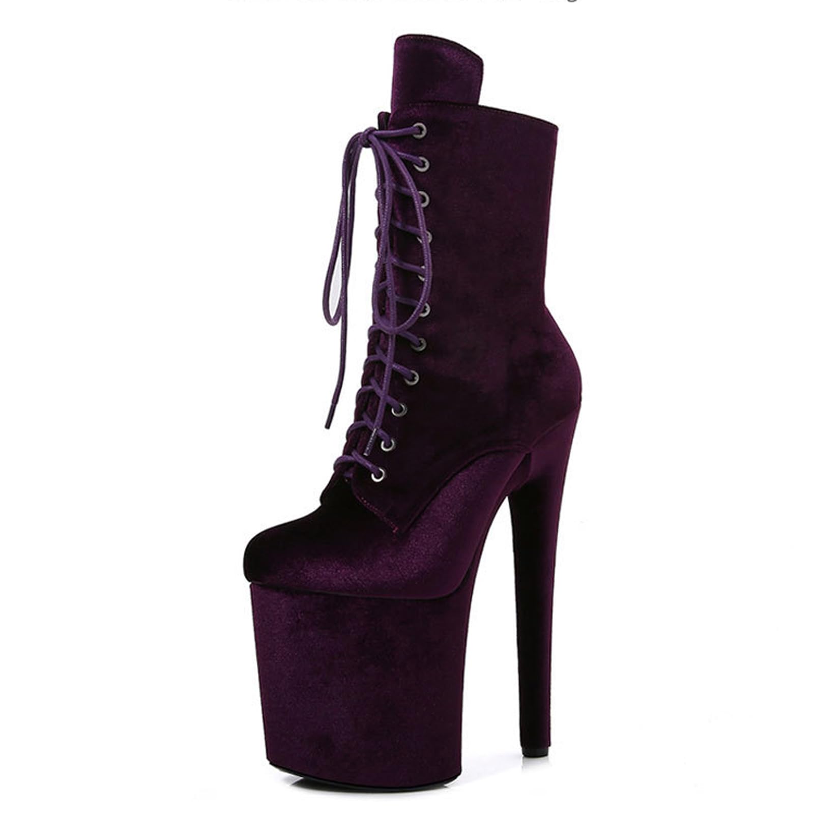 Bottines Femme à Plateforme en Velours à Talons Hauts de 20 CM. Bottines à Talons Ultra Hauts Unisexes pour Adultes pour Pole Dance de fête de Vacances