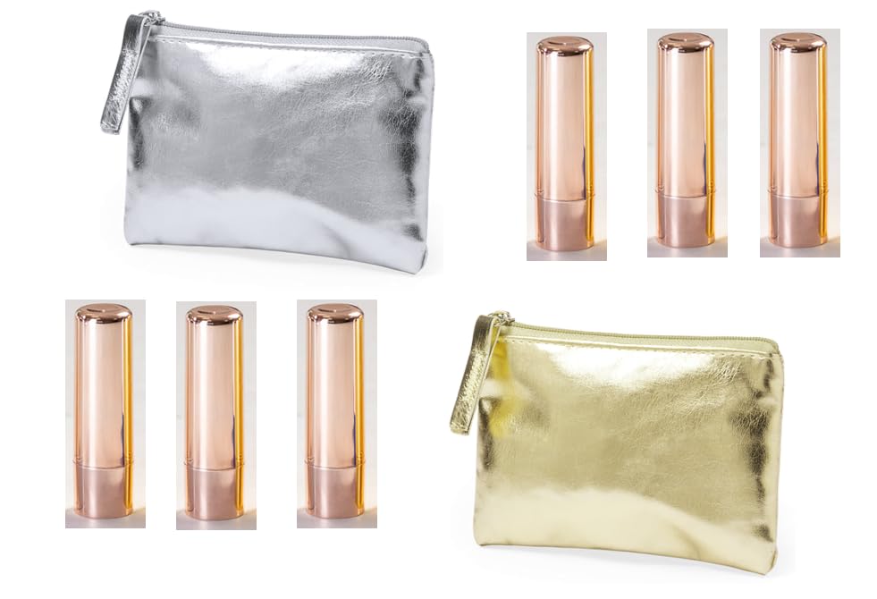 ESKIROLES Monederos (50 Unidades) y Barra Bálsamo Labial (50 Unidades) Colores Metalizados Detalle Bodas Lote 100 u. Colores Surtidos