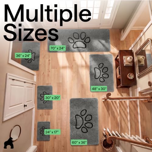 Image of GORILLA GRIP SoakSTOPPER Dog Door Mat, Machine Wash and Dry, 36x24 Gray