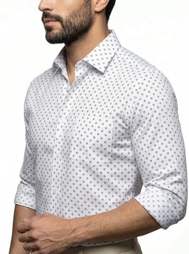 Image of Amazon Brand - INKAST Men's Printed Cotton Shirt | Full Sleeve | Regular Fit | Comfortable Formal Stylish Shirt for Men | Man Shirts for Professional Look