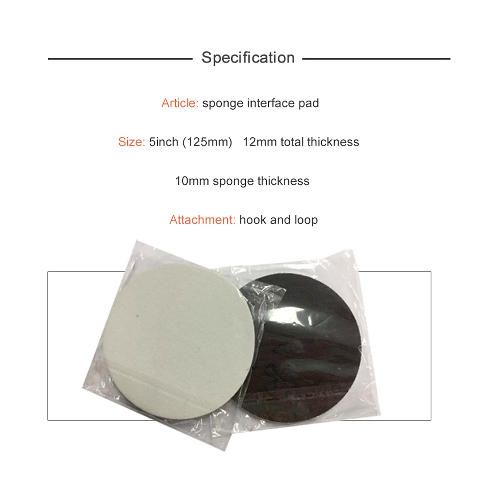Cepillo de esponja de lija lijado Cojín de interfaz suave de esponja de 5 pulgadas de 125 mm, almohadilla de tampón de gancho y bucle, herramienta de potencia Pulido y accesorios de limpieza, lijado