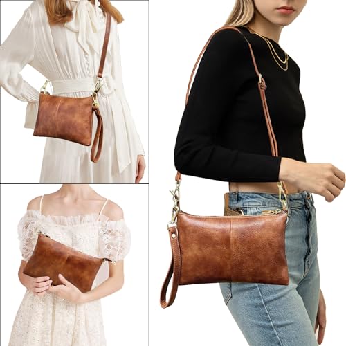 Image of Beurlike Leather Wristlet Wallet Clutch Purses For Women Small Crossbody Phone Bags