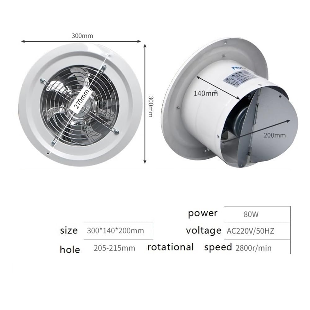 Ventilador Extractor de aire con conducto integrado de 30 x 30 cm y alta succión for cocina y baño, potente ventilador de ventilación. Cuarto de baño
