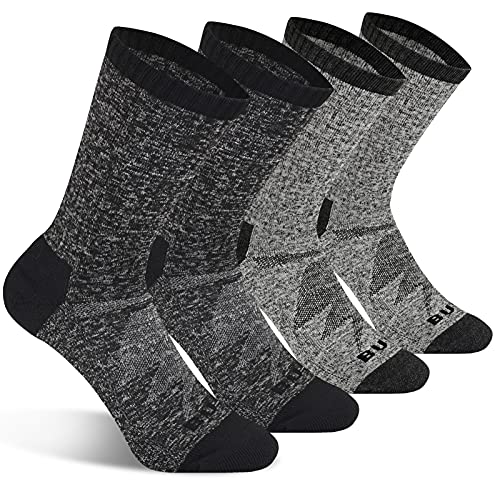 Image of Busy Socks Cushioned Crew Sport Socks for Men Women, Recycled Lightweight Moisture Wicking Athletic Cycling Socks 4 pack