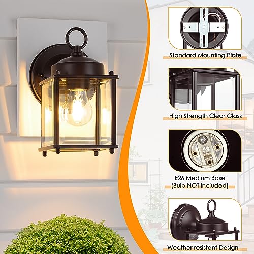 Image of MATAMEYE Outdoor Wall Lantern, Exterior Dark Chocolate Waterproof Wall Sconce Lighting Fixture, Front Door Wall Lamp with Clear Beveled Glass, 2 Pack