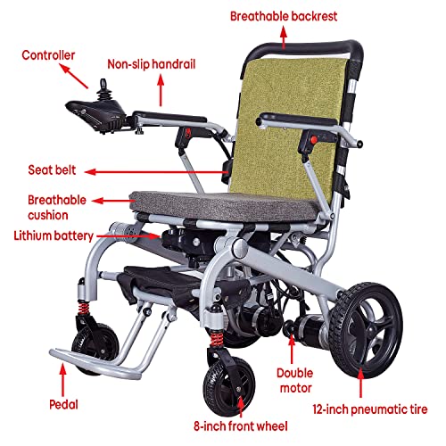 Maritsa Intelligent Lightweight Foldable Electric Wheelchair, Travel Size, Weights Only 40 Lbs - Serviced From Usa (Model3) #TOP4