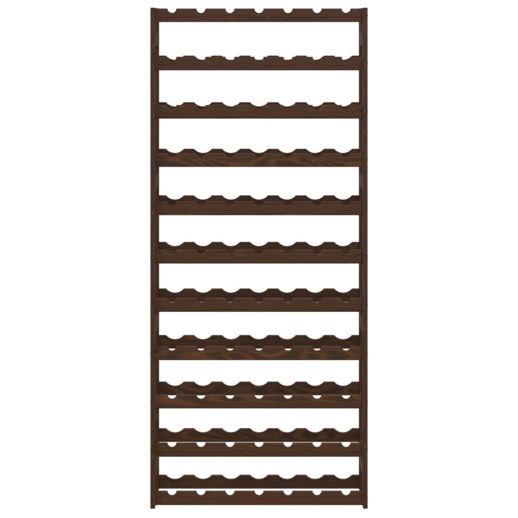 Weinregal für 77 Flaschen aus massiver Kiefer braun, Flaschenregal mit 11 Ablagen, Wellenform für Lagerung und Aufbewahrung in Küche, Esszimmer, Keller, Speisekammer oder Hausbar