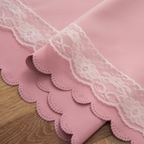 Image of Pink Curtain for Girls Room Blackout Drape 63 Inches Long Cute Star Cutout | Nursery Decor Double Layer Curtain Tulle Lace Single Panel Kids Thermal Insulate Bedroom Darkening Window Treatments Cortina