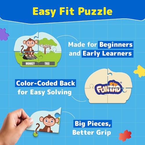 Image of Kids Puzzleup Learn Animal Homes,10-In-1 Entry Level Puzzle,45 Big Size Jigsaw Pieces,Montessori Educational Toy To Improve Memory & Unlock New Words,Gift For Boys & Girls Age 3,4 & 5 Yrs