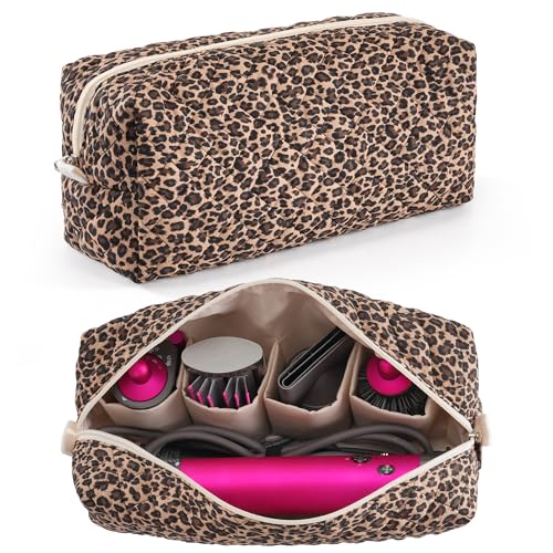 UUYUUY Hair Tools Travel Bag, Hair Tool Organizer Case for Dyson Airwrap & Shark FlexStyle, Large Capacity Storage Bag for Hair Dryer Curling Iron & Styling Accessories, Leopard