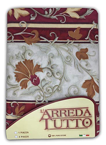 Telo ARREDO COPRITUTTO Gran Foulard COPRILETTO COPRIDIVANO Tessuto (2 Piazze, Edera Bordeaux)