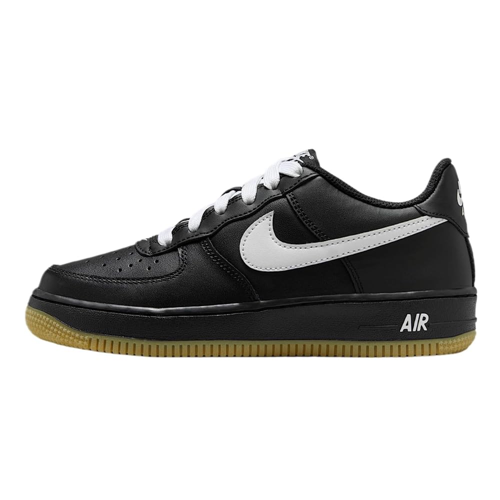 NIKE Air Force 1, modelo IB8845 001, Zapatillas deportivas de piel, negro/blanco, suela de goma marrón