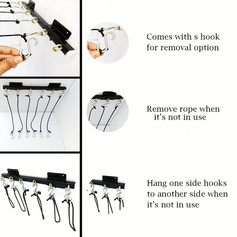Image of Drying Rack, 6 Tier Cloth Drying Rack with S Hooks and 100 Feet Rope, Cloth Dryer Hanger, Black for Balcony FDR18