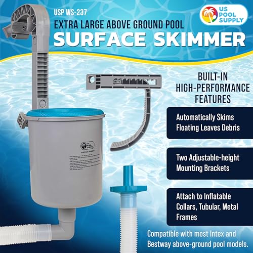 Image of U.S. Pool Supply Above Ground Pool Skimmer, Wall Mount Surface Skimmer