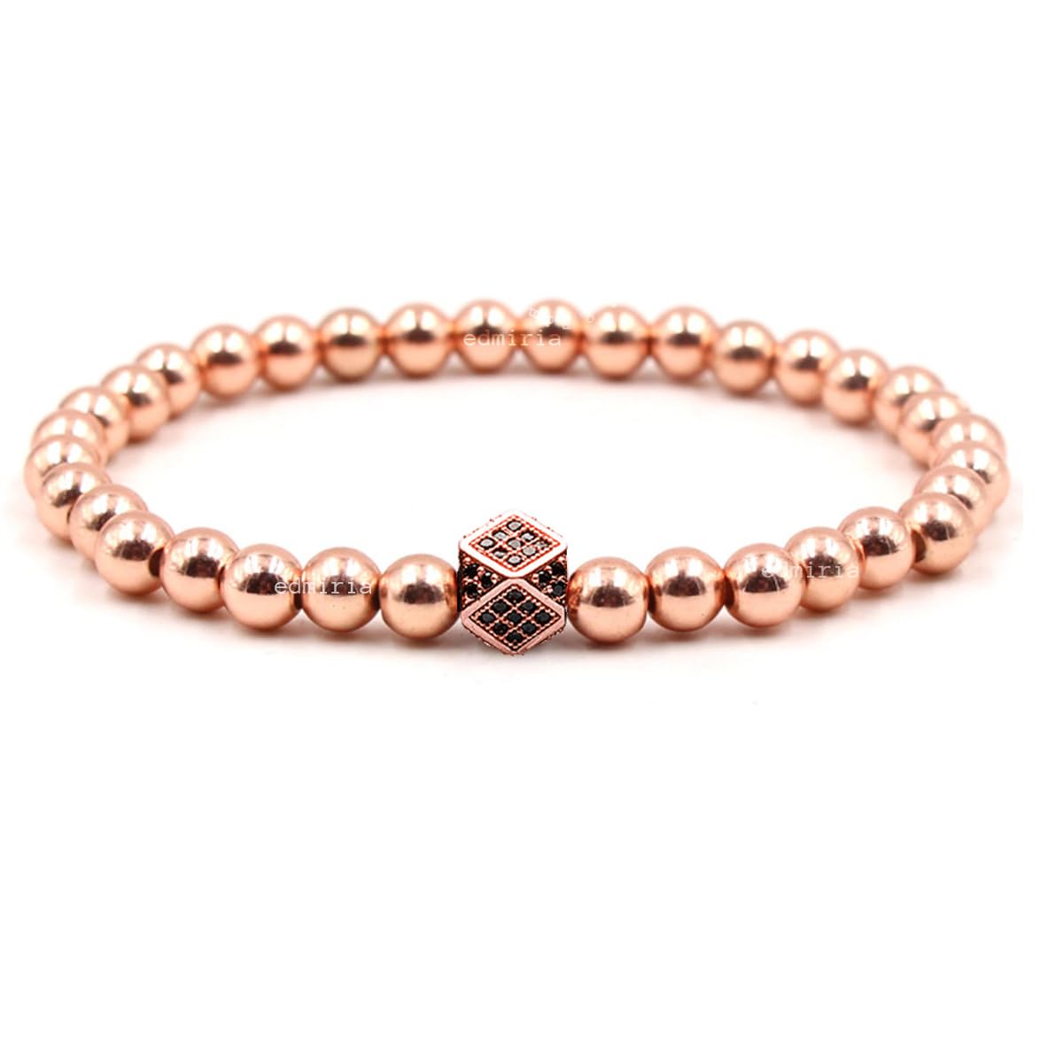EDMIRIA Pure 6mm Copper Beads with Cubic Zirconia CZ Beads Adjustable Bracelet - Healing Copper Bracelets - for Men and Women (Diamomd Cut Cube-Black) (B0CQJP4QTT) Amazon Price History, Amazon Price Tracker