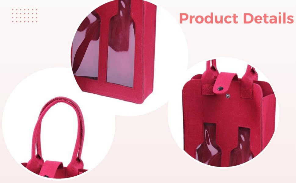 Bolsas de vino de fieltro para evitar roturas de botellas con asa resistente 3
