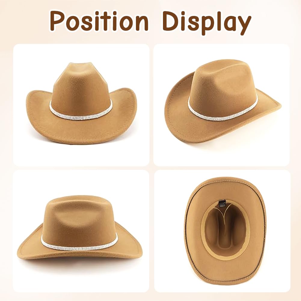 FCXVXCL Sombrero Vaquera 3 Piezas Sombrero de Vaquero Accesorios Sombreros Vaquero del Oeste Traje Sombreros Vaquera con Pañuelo Cuadrado y Gafas para Disfraz Vacaciones Fiesta — view 3