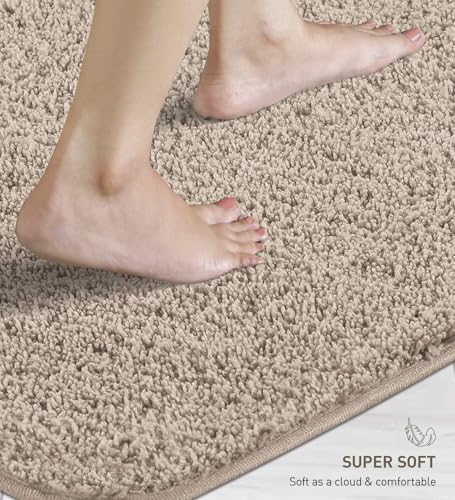 Image of Obsessions Ultra-Absorbent Quick-Dry Bath Mat | 1400 GSM Polyester | Soft, Non-Slip & Fast-Drying Bathroom Rug for Safety & Comfort | 40 x 60 cm | Taupe