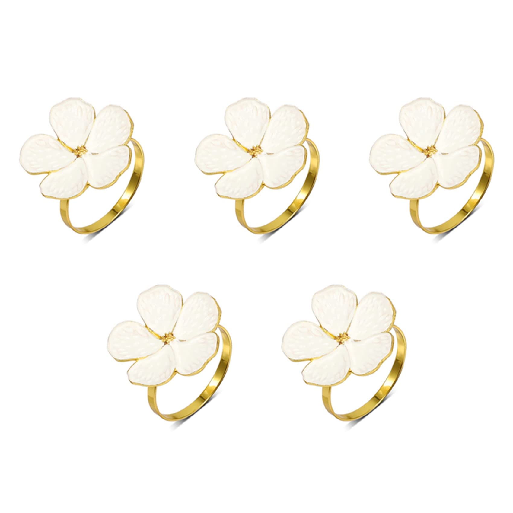 Hndhbfgrt Napkin Rings Set of 30 Napkin Rings Holders White Flowers Napkin Buckles Elegant Napkin Holders for Dinner Table