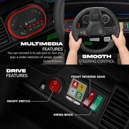Image of Baybee RogueX Battery Operated Jeep for Kids with Parental Control | Baby Ride On Electric Car with RGB Lights, Music & Swing Mode | Rechargeable Battery Car for Kids 2 to 6 Years (Metallic Red)